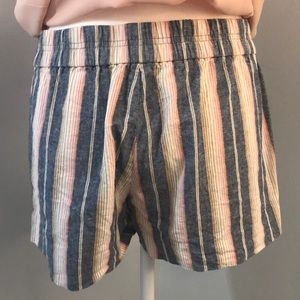 JCREW Blue Stripped Shorts Pockets Blue Pink Tan